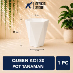 QUEEN KOI 30 POT TANAMAN Bulat Tumbuhan Hias Dekorasi Bunga Daun Diameter Atas 30 cm centi meter Putih