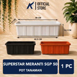 SUPERSTAR MERANTI SGP 50 POT TANAMAN Tanaman Tumbuhan Hias Bunga dll Panjang 48 cm Centi meter Merah Bata Hitam Putih