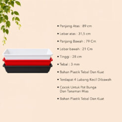 Grace Pot Panjang SGP 90 Pot Tanaman Tanaman Tumbuhan Hias Bunga dll Putih Hitam Panjang 90 cm Centi meter - Gambar 4