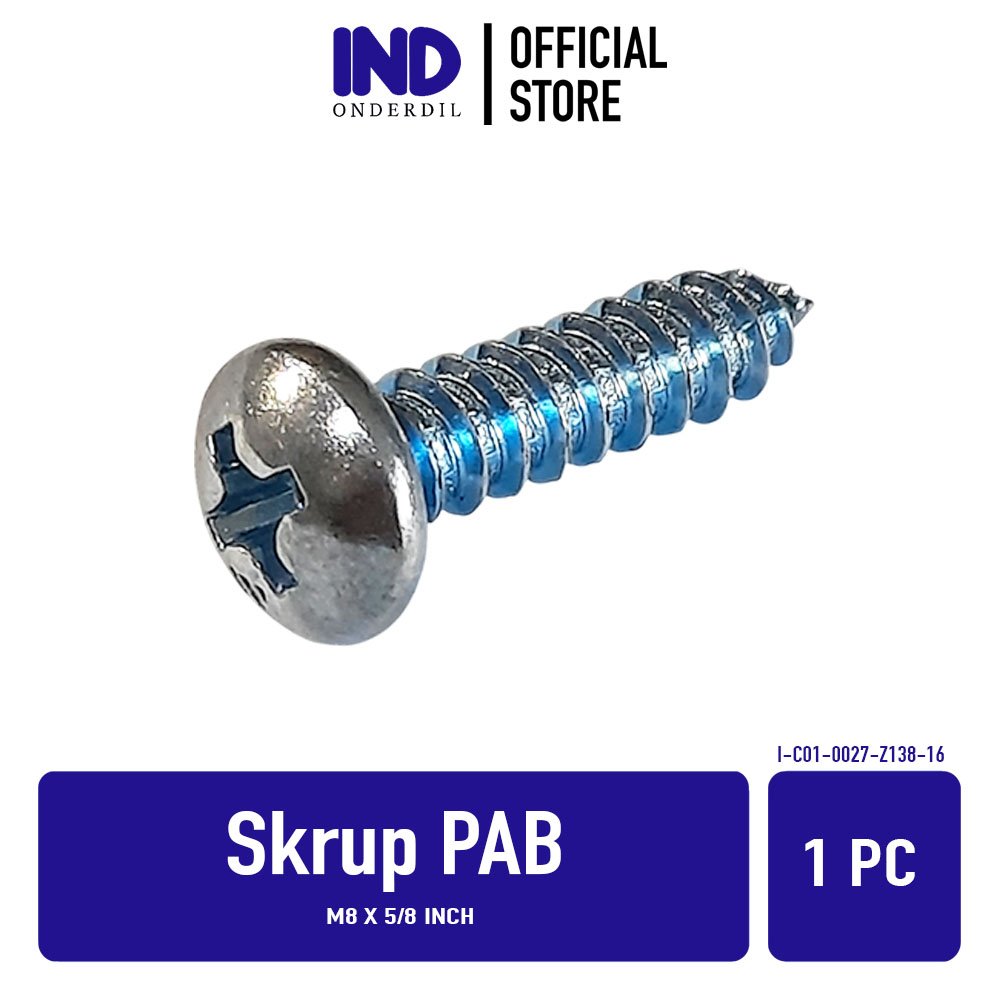 1 PC Skrup PAB M8 X 5/8 Inch Baut Baud Baudd Sekrup Self Tapping Screw Harden P+ AB 8mm x 16 mm 8 16 m 8 m8x16 8x5/8 5/8 inchi inci