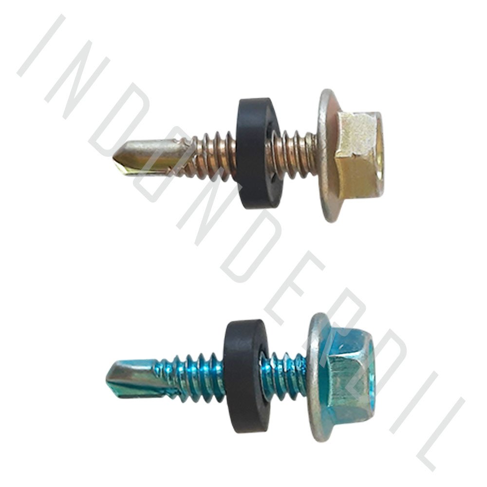 1 PC Skrup Roofing + Seal M12 x 20 Sekrup Baut Baud Baudd SDS Karet Drilling Dril Rufing Baja Ringan Atap 12mm x 20mm 12 20 mm m 12 m12x20 Kuning Emas Chrome - Gambar 3