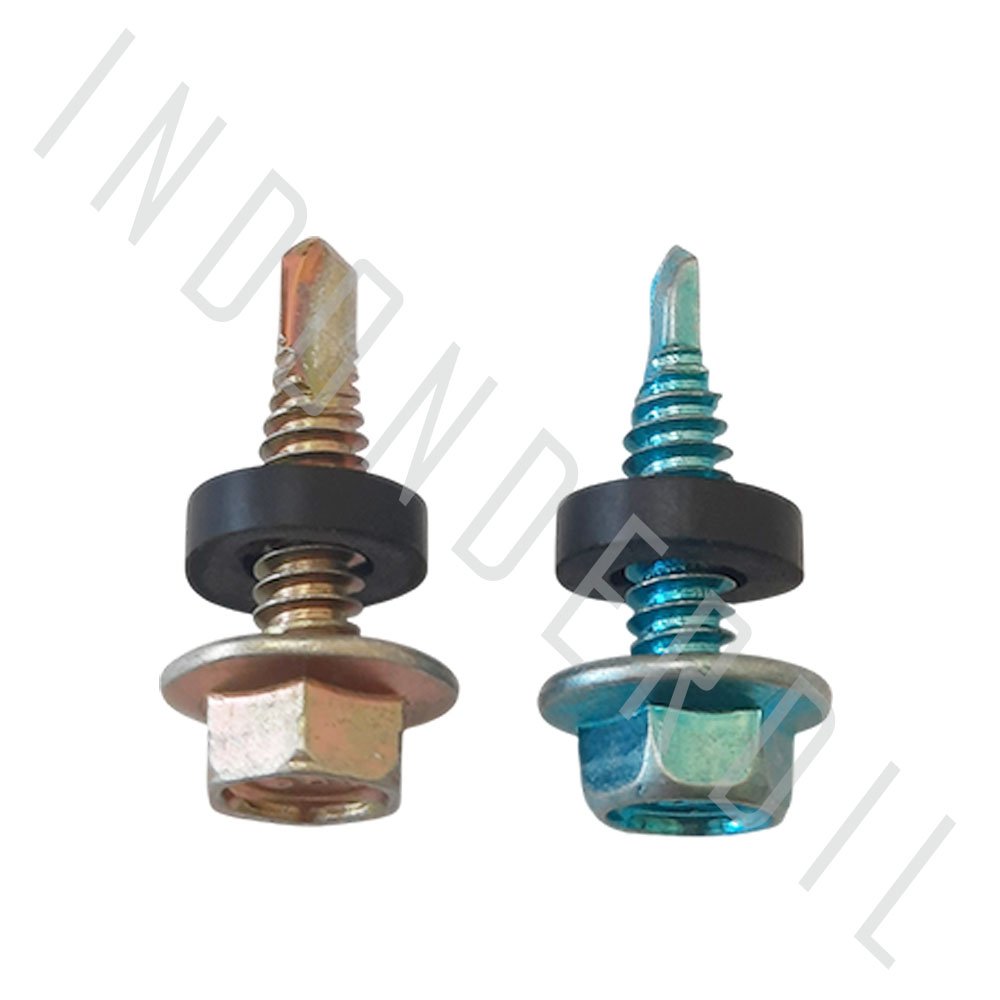 1 PC Skrup Roofing + Seal M12 x 20 Sekrup Baut Baud Baudd SDS Karet Drilling Dril Rufing Baja Ringan Atap 12mm x 20mm 12 20 mm m 12 m12x20 Kuning Emas Chrome - Gambar 2