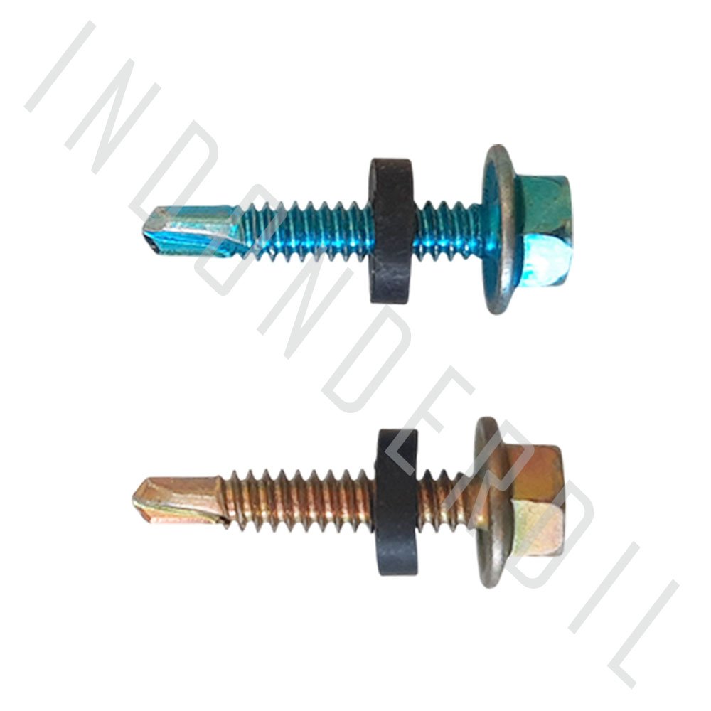 1 PC Skrup Roofing + Seal M12 x 25 Sekrup Baut Baud Baudd SDS Karet Drilling Dril Rufing Baja Ringan Atap 12mm x 25mm 12 25 mm m 12 m12x25 Kuning Emas Chrome - Gambar 2