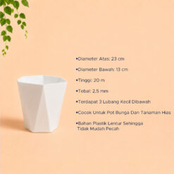 QUEEN KOI 30 POT TANAMAN Bulat Tumbuhan Hias Dekorasi Bunga Daun Diameter Atas 30 cm centi meter Putih - Gambar 4
