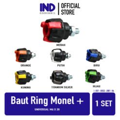 1 PC Baut Ring Monel + Universal M6 X 20 Baud Kerucut Krucut Plat Pelat Nomor Body Bodi Transformer Biru Hijau KUning Merah Orange Putih Ttanium Silver 6 mm x 20 mm 6x20