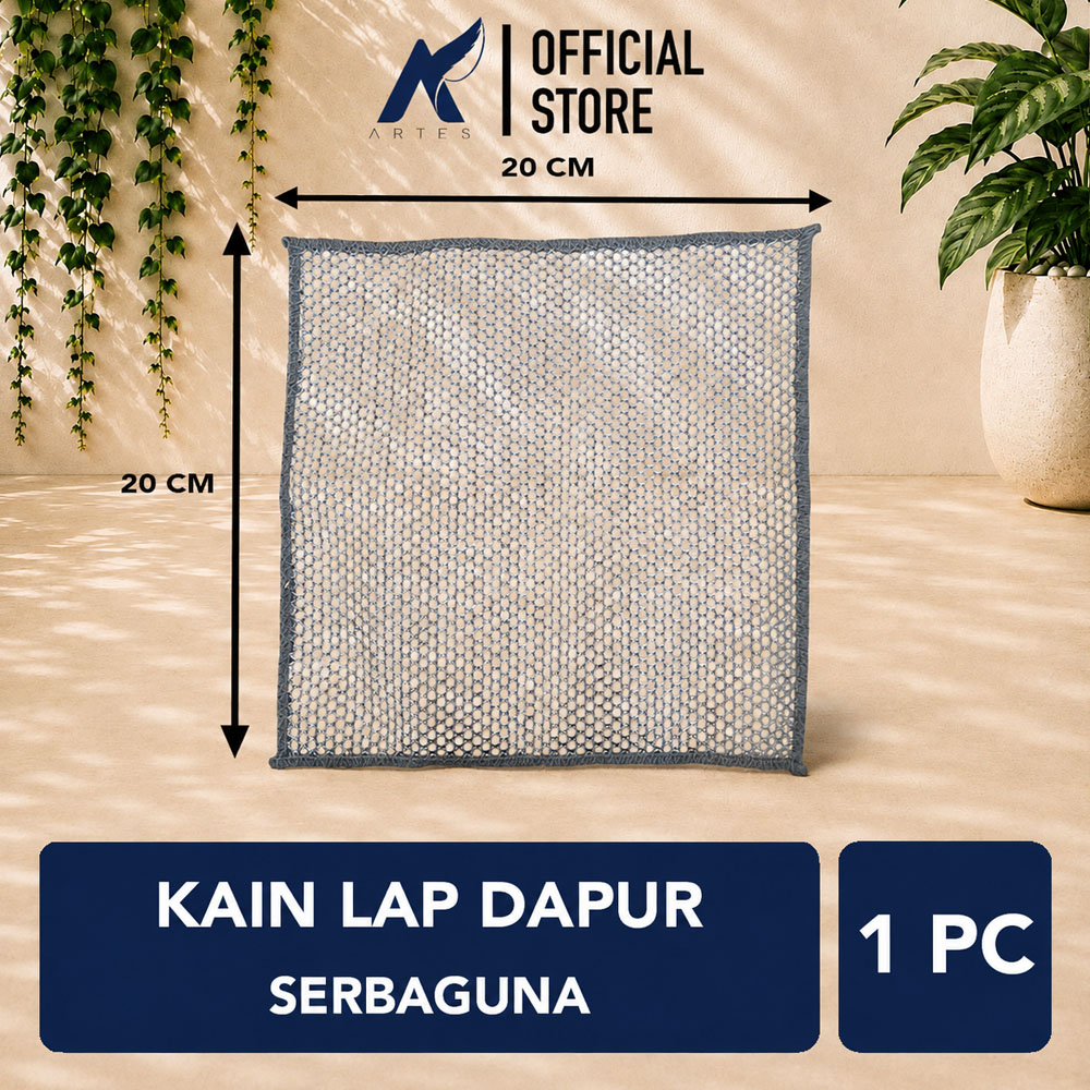 KAIN LAP DAPUR SERBAGUNA Kawat Halus Kain Piring Panci Cuci Anti Noda Baja Pembersih Kerak Silver 20 x 20 Cm Centi Meter Centimeter