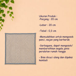 KAIN LAP DAPUR SERBAGUNA Kawat Halus Kain Piring Panci Cuci Anti Noda Baja Pembersih Kerak Silver 20 x 20 Cm Centi Meter Centimeter - Gambar 5