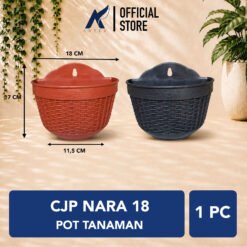 CJP Nara 18 Pot Tanaman Tempel Dinding Hias (5518) Hitam Merah Bata Lebar Atas 18 cm Centi meter
