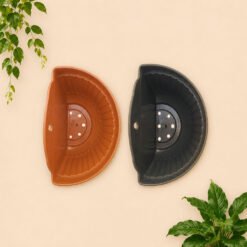 Alternative view of CJP Nara 18 Pot Tanaman Tempel Dinding Hias (5518) Hitam Merah Bata Lebar Atas 18 cm Centi meter