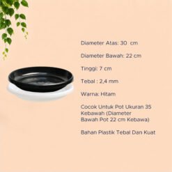 Global Lion Alas Pot 14 Pot Tanaman Tatakan Tatak Tumbuhan Bunga Plastik Hitam Putih Diameter 30 cm Centi meter - Gambar 4
