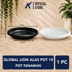 Global Lion Alas Pot 14 Pot Tanaman Tatakan Tatak Tumbuhan Bunga Plastik Hitam Putih Diameter 30 cm Centi meter