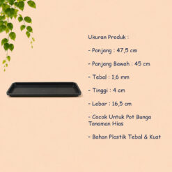 Global Lion EGP Alas 40 Pot Tanaman Tatakan Tatak Tanaman Plastik  Hitam Panjang 47,5 cm Centi meter - Gambar 4
