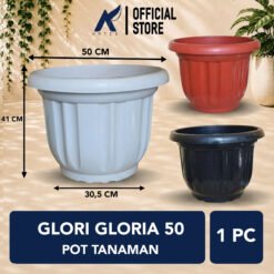 Glori Gloria 50 Pot Tanaman Plastik Hias Hitam Putih Merah Bata Diameter Atas 50 cm Centi meter