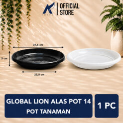 Global Lion Alas Pot 14 Pot Tanaman Tatakan Tatak Tumbuhan Bunga Plastik Hitam Putih Diameter 31,5 cm Centi meter
