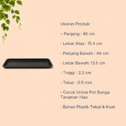 Global Lion EGP Alas 40 Pot Tanaman Tatakan Tatak Tanaman Plastik  Hitam Panjang 46 cm Centi meter - Gambar 4