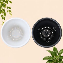 Alternative view of Yogap Bulat 10 Pot Tanaman (YPB10) Plastik Tumbuhan Hias Bunga Daun Putih Hitam Diameter Atas 10 cm Centi meter