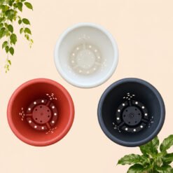 Yogap Bulat 13 Pot Tanaman (YPB13) Plastik Tumbuhan Hias Bunga Daun Putih Hitam merah Bata Diameter Atas 13 cm Centi meter - Gambar 3