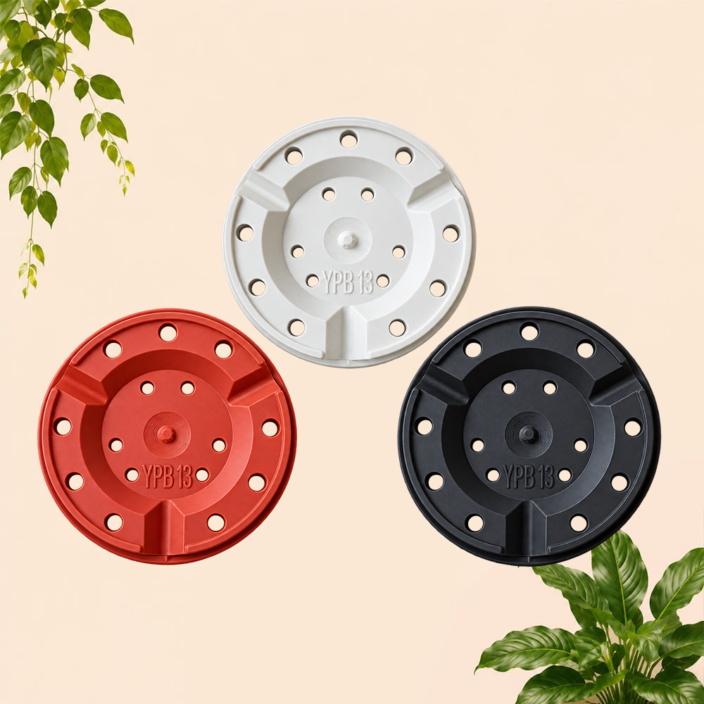 Yogap Bulat 13 Pot Tanaman (YPB13) Plastik Tumbuhan Hias Bunga Daun Putih Hitam merah Bata Diameter Atas 13 cm Centi meter - Gambar 2