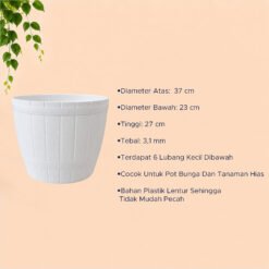 Lovenia Gentong 37 Pot Tanaman (8837) Plastik Tumbuhan Hias Bunga Daun Putih Diameter Atas 37cm Centi meter - Gambar 4