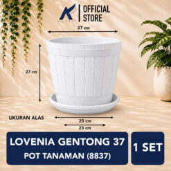Lovenia Gentong 37 Pot Tanaman (8837) Plastik Tumbuhan Hias Bunga Daun Putih Diameter Atas 37cm Centi meter