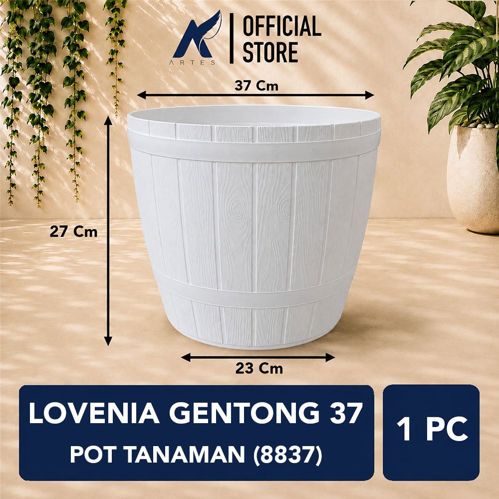 Lovenia Gentong 37 Pot Tanaman (8837) Plastik Tumbuhan Hias Bunga Daun Putih Diameter Atas 37cm Centi meter