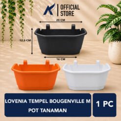 GNT Tempel Bougenville M Pot Tanaman Tumbuhan Tempel Tembok Dinding Hias Bunga Putih Hitam Merah Bata Lebar Atas 20 cm Centi meter
