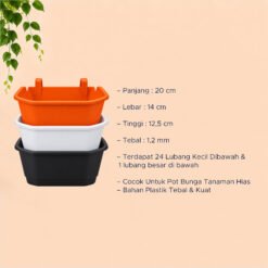 GNT Tempel Bougenville M Pot Tanaman Tumbuhan Tempel Tembok Dinding Hias Bunga Putih Hitam Merah Bata Lebar Atas 20 cm Centi meter - Gambar 4