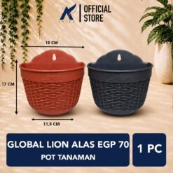 CJP Nara 18 Pot Tanaman Tumbuhan Tempel Tembok Dinding Hias Bunga (5518) Hitam Merah Bata Lebar Atas 18 cm Centi meter