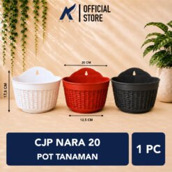 CJP Nara 20 Pot Tanaman Tumbuhan Tempel Tembok Dinding Hias Bunga (5520) Hitam Merah Bata Lebar Atas 20 cm Centi meter