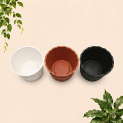 Alternative view of Shalom Country 40 Pot Tanaman Plastik Tumbuhan Hias Bunga Daun Hitam Putih Merah Bata Diameter Atas 40 cm Centi meter