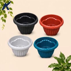 Shalom Mio 20 Pot Tanaman Plastik Tumbuhan Hias Bunga Daun Hitam Putih Hijau Merah Bata Diameter Atas 20 cm Centi meter - Gambar 3
