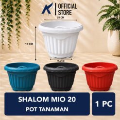 Shalom Mio 20 Pot Tanaman Plastik Tumbuhan Hias Bunga Daun Hitam Putih Hijau Merah Bata Diameter Atas 20 cm Centi meter
