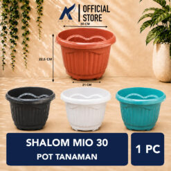 Shalom Mio 30 Pot Tanaman Plastik Tumbuhan Hias Bunga Daun Hitam Putih Hijau Merah Bata Diameter Atas 30 cm Centi meter