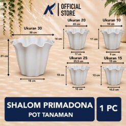Shalom Primadona Pot Tanaman Plastik Tumbuhan Hias Bunga Daun Putih Diameter Atas 10, 15, 20, 25,5, 30 cm Centi meter