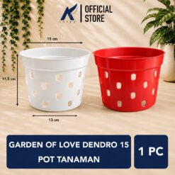 Garden Of Love Dendro 15 Pot Tanaman Tumbuhan Hias Bunga Hias Daun Putih Merah Bata Diameter atas 15 cm Centi meter