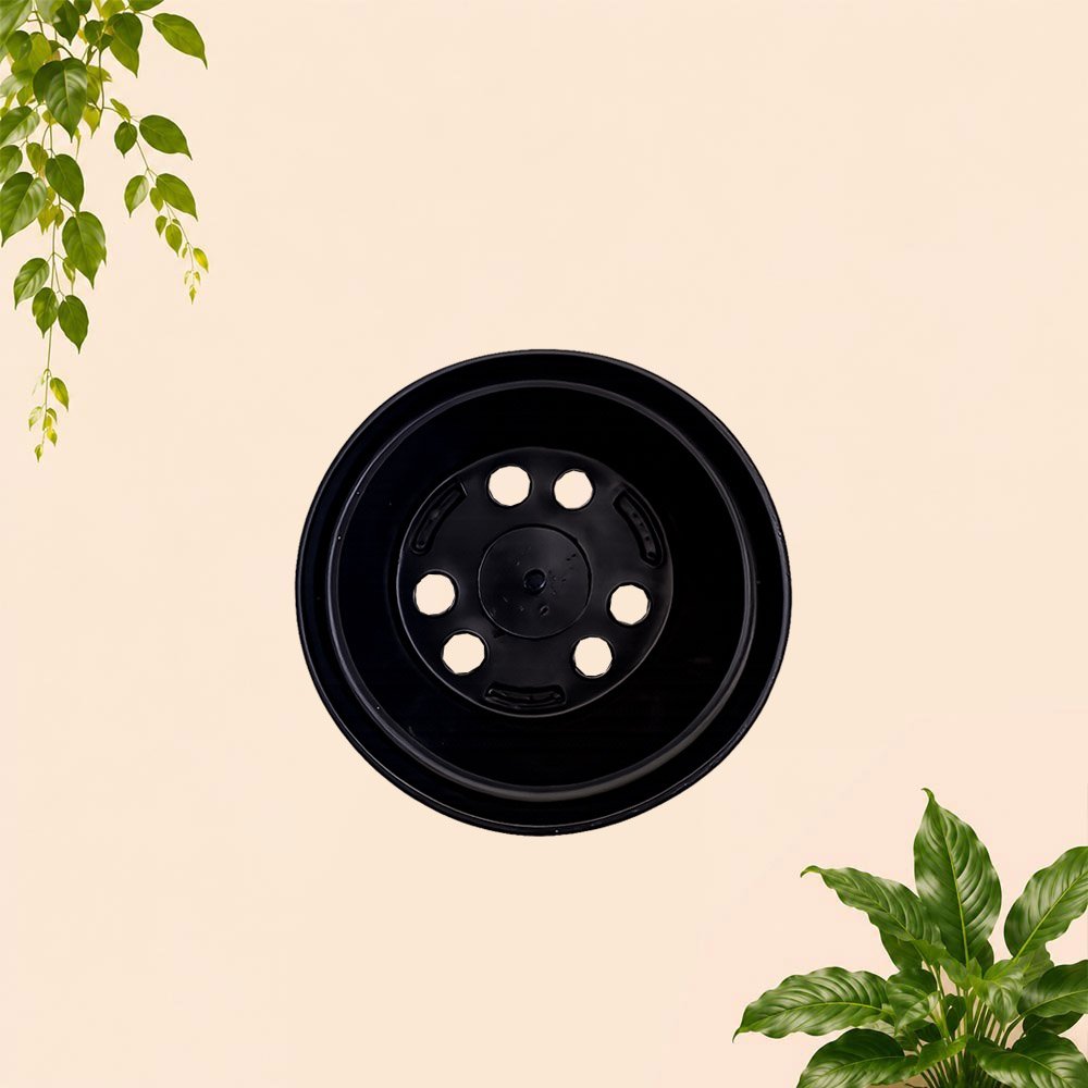 JT PLAST POLOS 17 POT TANAMAN Plastik Tumbuhan Hias Bunga Daun Hitam Diameter Atas 15 cm Centi meter - Gambar 3