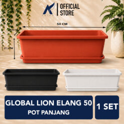 GLOBAL LION SEGI EMPAT ELANG 50 Alas Pot Tanaman Tumbuhan Hias Bunga dll Panjang 50 cm Centi meter Hitam Cokelat Putih