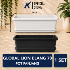 GLOBAL LION SEGI EMPAT ELANG 70 Alas Pot Tanaman Tumbuhan Hias Bunga dll Panjang 70 cm Centi meter Hitam Putih