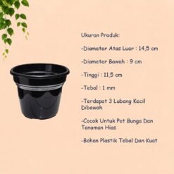 BJP POT BIBIT 15 POT TANAMAN Plastik Tumbuhan Hias Bunga Daun Hitam Diameter Atas 14.5 cm Centi meter - Gambar 4