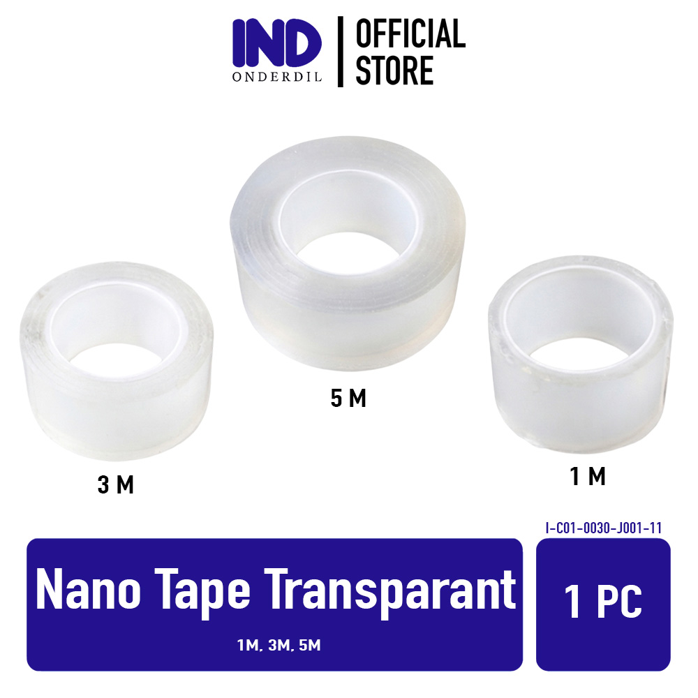 Nano Tape Transparant 1M, 3M, 5M Selotip Pita Gel Double Isolasi Lakban Bening Transparan Anti Air 2 sisi