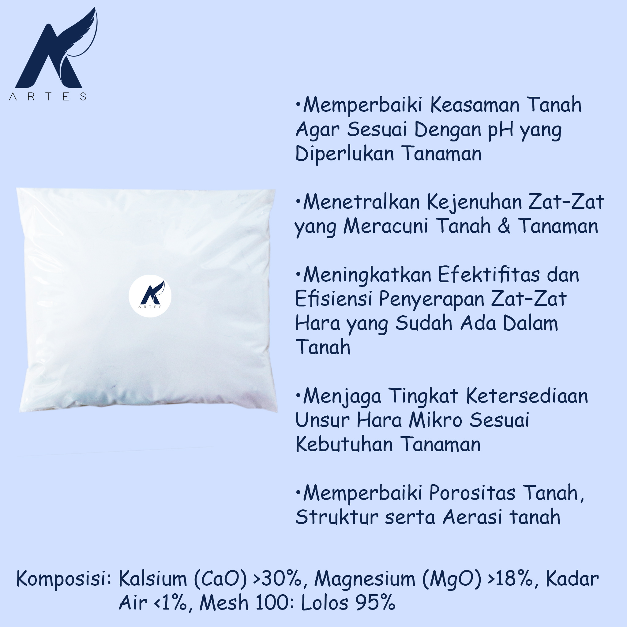 ARTES PUPUK DOLOMITE Kapur Dolomit Lahan Pertanian-Tambak-Tanaman 1 kg - Gambar 3