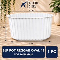 BUDI JAYA PLASTIK POT REGGAE OVAL 18 BJP Tanaman Tumbuhan Hias Bunga Panjang Oval 19 cm Hitam Putih