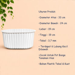 BUDI JAYA PLASTIK POT REGGAE OVAL 18 BJP Tanaman Tumbuhan Hias Bunga Panjang Oval 19 cm Hitam Putih - Gambar 4