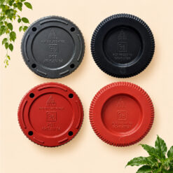 BJP KRISAN 14 Pot + Tatak Tanaman Alas Plastik Tumbuhan Hias Bunga Daun Hitam Merah Bata Diameter Atas 14 cm Centi meter - Gambar 3