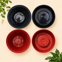 Alternative view of BJP KRISAN 14 Pot + Tatak Tanaman Alas Plastik Tumbuhan Hias Bunga Daun Hitam Merah Bata Diameter Atas 14 cm Centi meter