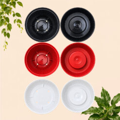 BJP KRISAN 14 Pot + Tatak Tanaman Alas Plastik Tumbuhan Hias Bunga Daun Hitam Merah Bata Diameter Atas 14 cm Centi meter - Gambar 3