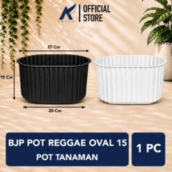 BUDI JAYA PLASTIK POT REGGAE OVAL 15 BJP Tanaman Tumbuhan Hias Bunga Panjang Oval 27 cm Hitam Putih