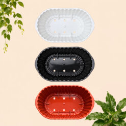 BUDI JAYA PLASTIK POT REGGAE OVAL 15 BJP Tanaman Tumbuhan Hias Bunga Panjang Oval 27,5 cm Hitam Putih Merah Bata - Gambar 3