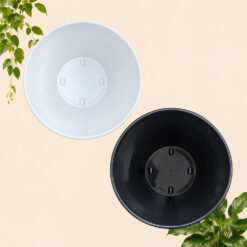 Alternative view of POT GUCIKU 50 BUDI JAYA PLASTIK Bunga Tanaman Tumbuhan Plastik BJP Model Keramik Polos Glossy Tebal Kuat + Roda Bawah Aesthetic Estetik Minimalis Diameter 50 cm Putih Hitam