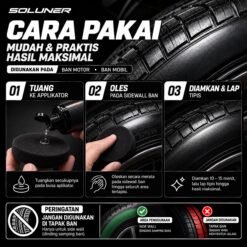 SOLUNER Tire Armor Semir Ban Untuk Semua Ban Motor Mobil Pengkilap Black Kinclong Hydrophobic Tahan Lama Busa Poles Bulat Anti Lengket - Gambar 3